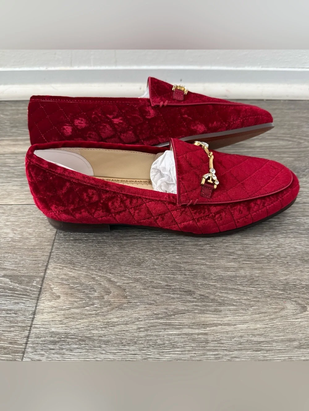 Sam Edelman Bright Scarlett Loraine Regal Velour Loafers Size 6.5 NIB